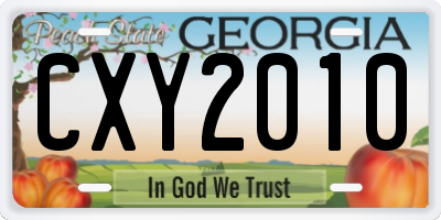 GA license plate CXY2010
