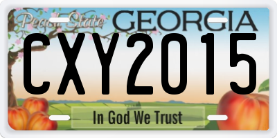 GA license plate CXY2015