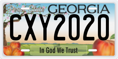 GA license plate CXY2020