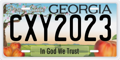 GA license plate CXY2023