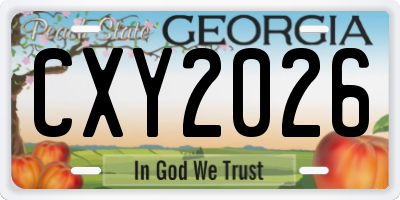 GA license plate CXY2026