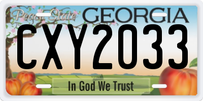 GA license plate CXY2033