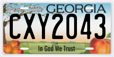 GA license plate CXY2043