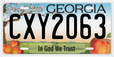 GA license plate CXY2063