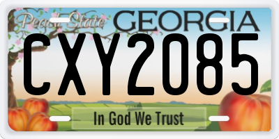 GA license plate CXY2085