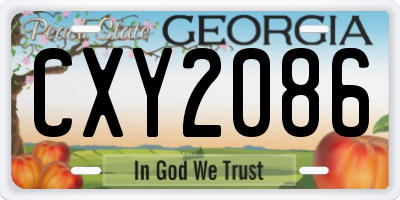 GA license plate CXY2086