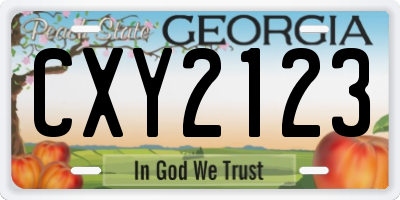 GA license plate CXY2123