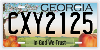 GA license plate CXY2125