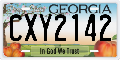 GA license plate CXY2142