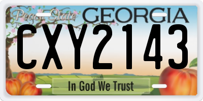 GA license plate CXY2143