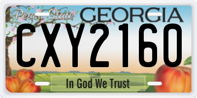 GA license plate CXY2160