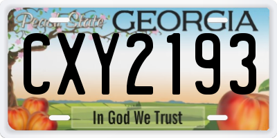 GA license plate CXY2193
