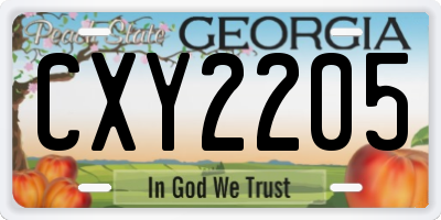 GA license plate CXY2205