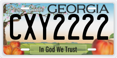 GA license plate CXY2222