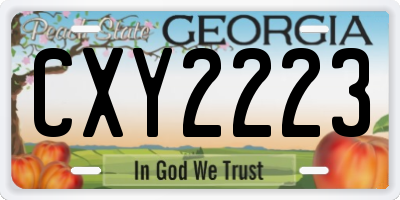 GA license plate CXY2223