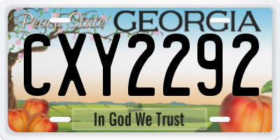 GA license plate CXY2292