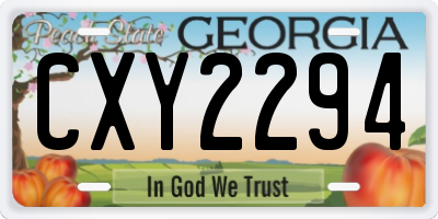GA license plate CXY2294