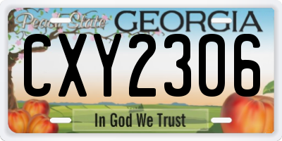 GA license plate CXY2306