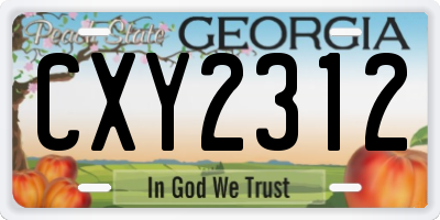 GA license plate CXY2312