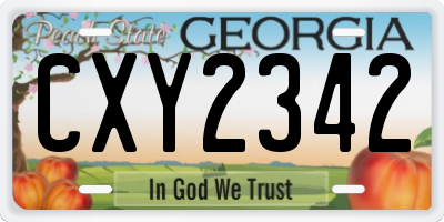 GA license plate CXY2342