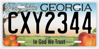 GA license plate CXY2344