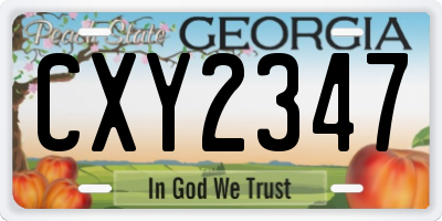 GA license plate CXY2347