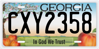 GA license plate CXY2358