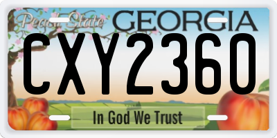 GA license plate CXY2360
