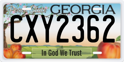 GA license plate CXY2362