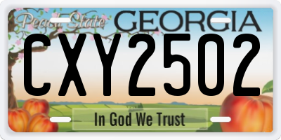 GA license plate CXY2502