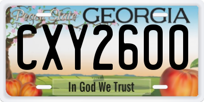 GA license plate CXY2600