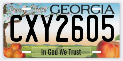 GA license plate CXY2605