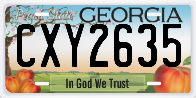 GA license plate CXY2635