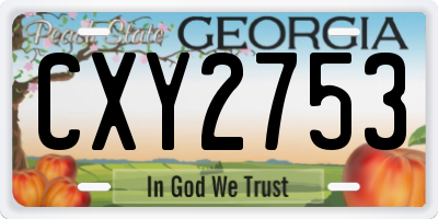 GA license plate CXY2753