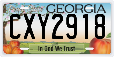 GA license plate CXY2918