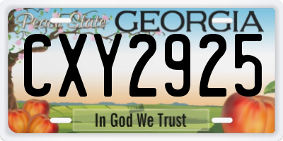 GA license plate CXY2925