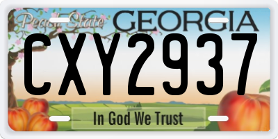 GA license plate CXY2937