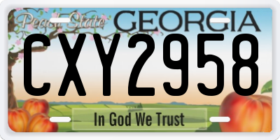 GA license plate CXY2958