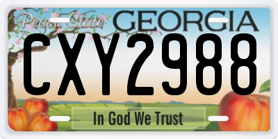 GA license plate CXY2988