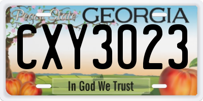 GA license plate CXY3023