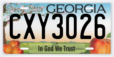 GA license plate CXY3026