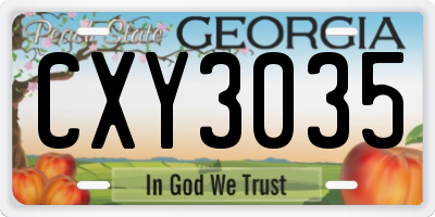 GA license plate CXY3035