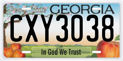GA license plate CXY3038