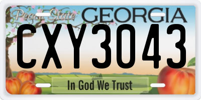 GA license plate CXY3043