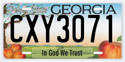 GA license plate CXY3071