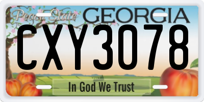 GA license plate CXY3078