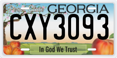 GA license plate CXY3093