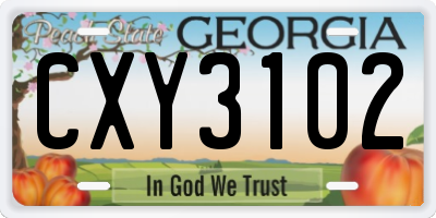 GA license plate CXY3102