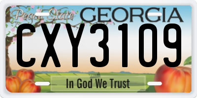 GA license plate CXY3109