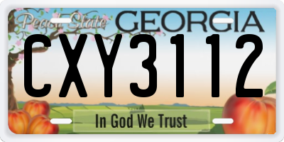 GA license plate CXY3112